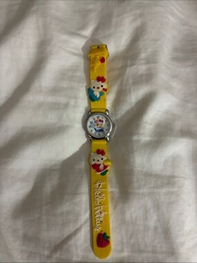 Hello Kitty Yellow Kids' Silicone Character Watch with Red & Blue Accents